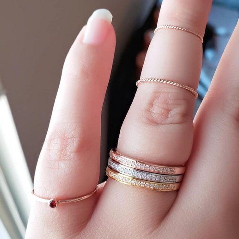 Sterling Silver Tri-Color Stackable Rings